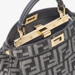 FENDI Peekaboo ISeeU Petite Dark blue denim-effect FF jacquard bag - Image 4